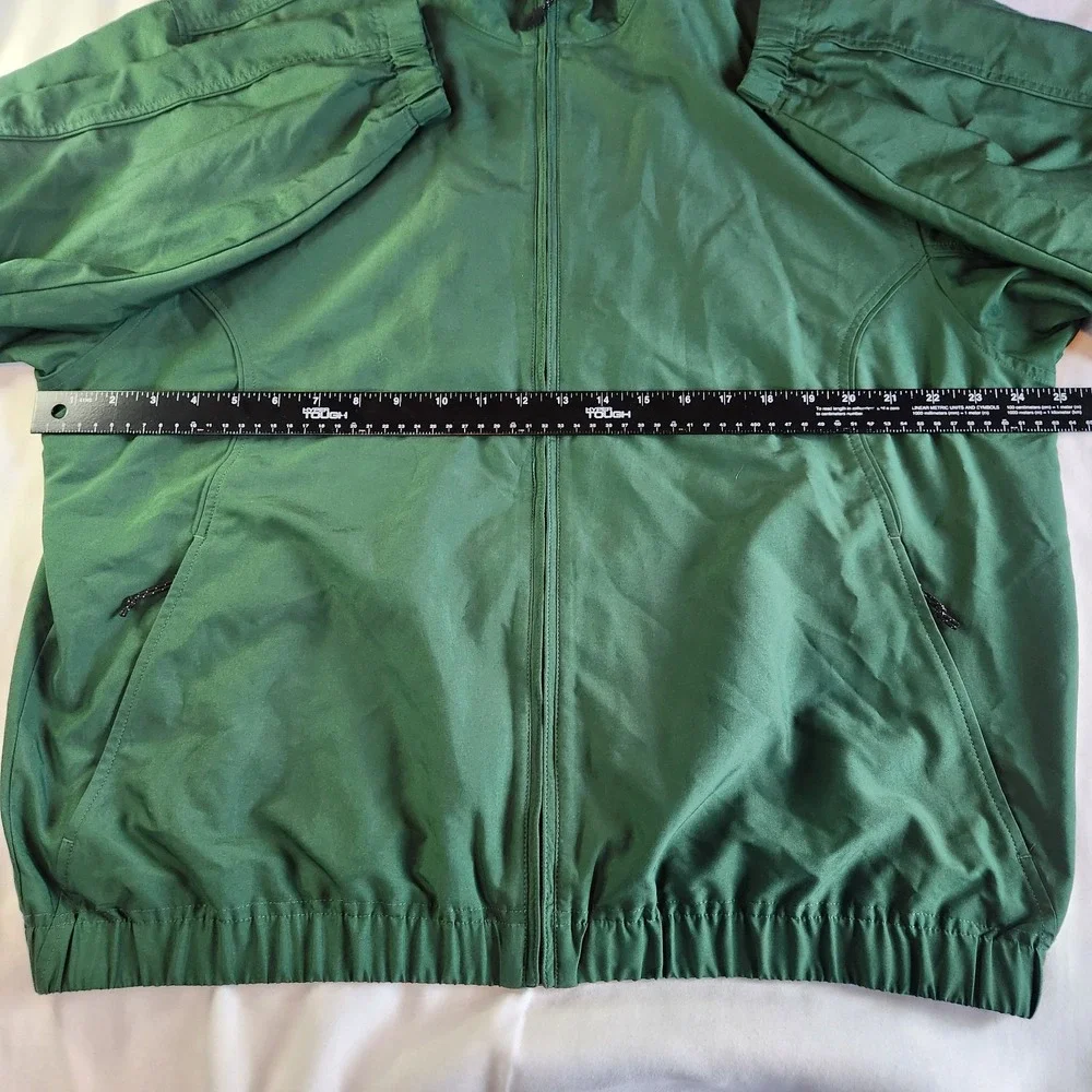 CUTTER BUCK Jacket Mens Large Green Windbreaker WindTec Bomber Lined Logo Coat‎